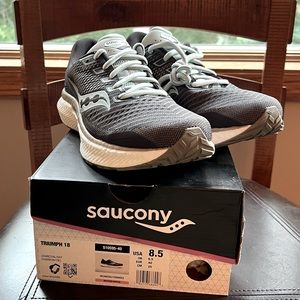 Saucony Womens Triumph 18 Charcoal/Sky Running Shoes Size 8.5